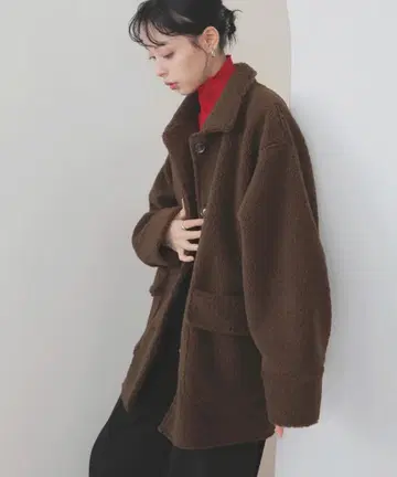 보아 무스탕 스텐카라 코트 보아 코트 무스탕 코트 브라운 LIAN