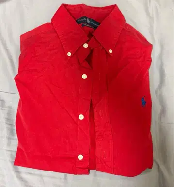 빨간색 피케 셔츠 버튼 다운 랄프 로렌 구제 의류 빈티지