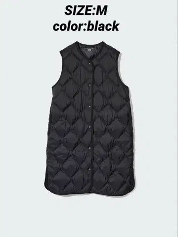UNIQLO 유니클로 울트라 라이트 다운 롱 베스트 M BLACK 블랙
