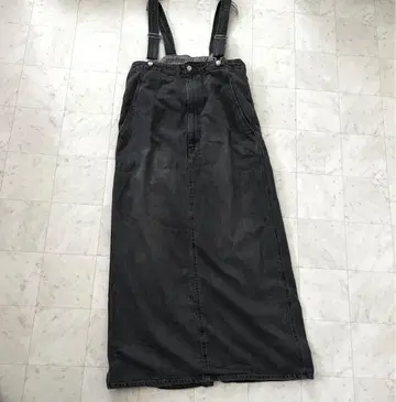 QTUME 그리디브릴리언 하이라이즈 데님 오버롤 스커트