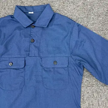 215 시빌 셔츠 네이비 버튼 달린 긴팔 셔츠