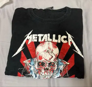 METALLICA 스컬 티셔츠 블랙 밴드 티셔츠 반팔티