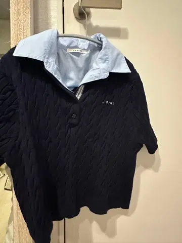 인기 CADUNE 케이블 셔츠 니트 반팔