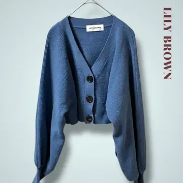 새상품 릴리 브라운 Lily Brown 라메 니트 가디건 블루