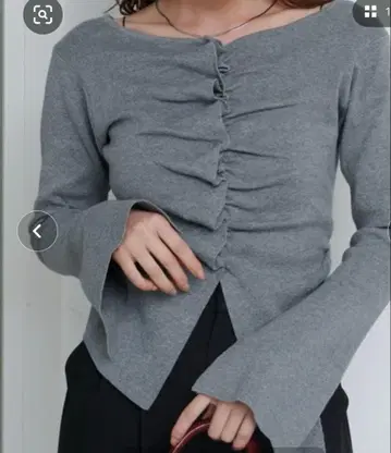 프론트 개더 니트 가디건 그레이 1