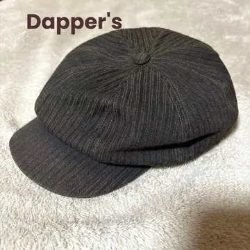 Dapper's 스트라이프 헌팅 캡 모자 다크 그레이 핀스트라이프
