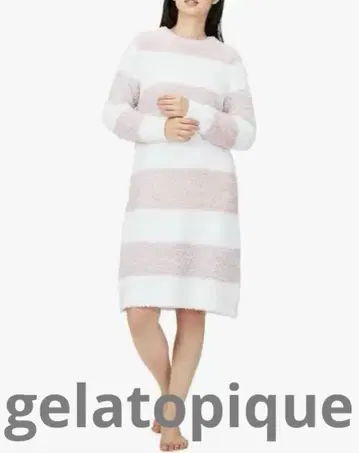 새상품급 젤라또피케 원피스 화이트 핑크 멜란지 3 보더 드레스 룸웨어