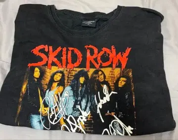 SKID ROW 사인 포함 T셔츠 블랙 밴드 티셔츠