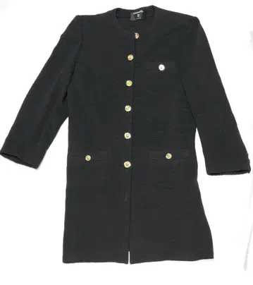 라이온 버튼 트위드 원피스 블랙 리브 M