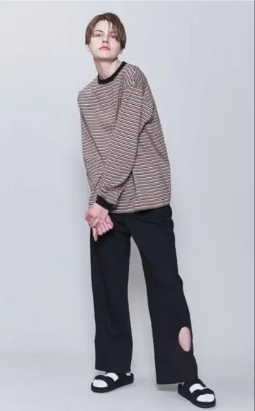 6(ROKU) COTTON BORDER 롱 T셔츠