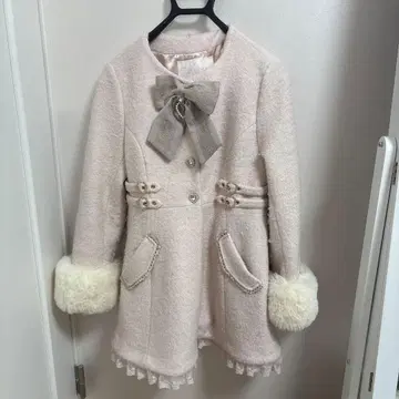 LIZ LISA 리본 포함 핑크 롱 코트