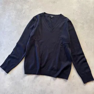 유니클로 캐시미어 100% V넥 니트 네이비 L