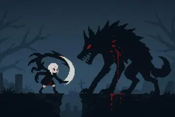 픽셀 아트 피규어 사신과 늑대 테스트