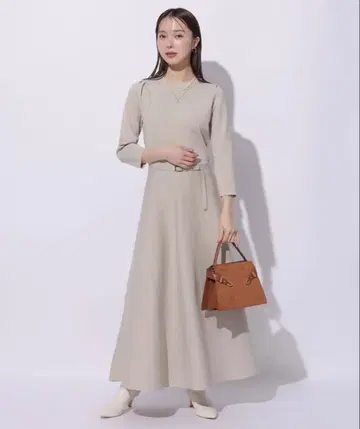 레이디 니트 원피스 긴팔 벨트 포함 38호