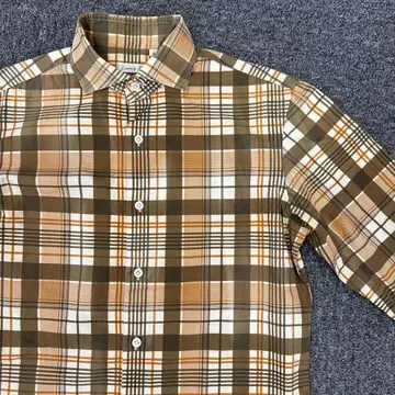 219 브라운 체크 무늬 긴팔 플란넬 셔츠