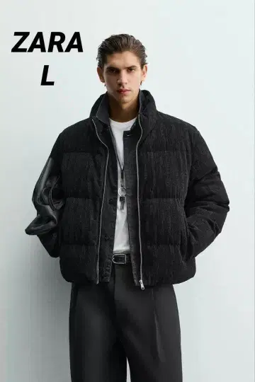 ZARA 자라 크롭핏 퍼프 자켓 L