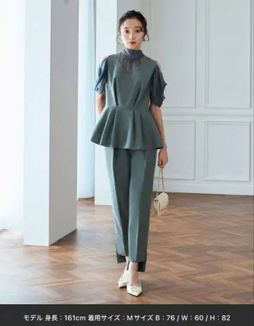 오픈 숄더 상의 & 팬츠 드레스 셋업 결혼식 경사 드레스