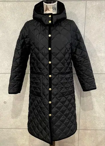 Traditional Weatherwear 퀼팅 롱 코트 블랙