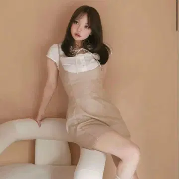 ANDMARY 앤드마리 Betty 레이어드 드레스 베이지