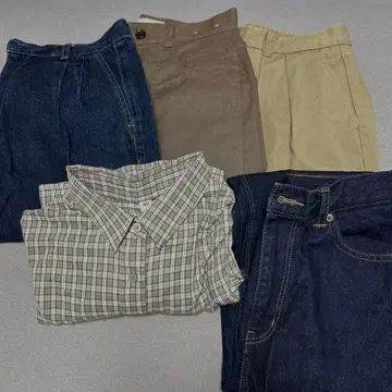 지유 묶음 판매 치노 데님 배럴 6 체크 셔츠