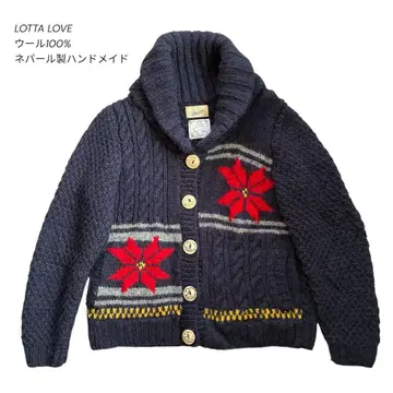 Lotta love 울 100% 핸드메이드 케이블 니트 가디건