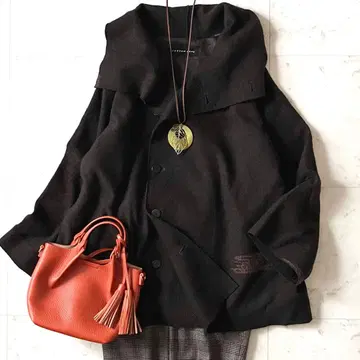 새상품급*요건 레일 울 자카드 직조 하프 코트 M 브라운 브라운 긴팔