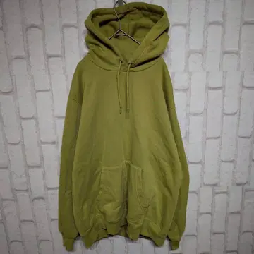 양품 GU 맨투맨 풀 후드티 후드 부착 드롭 숄더 그린 XL