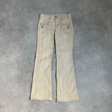 vintage 플레어 데님 팬츠 그런지 y2k 여성용 M 베이지