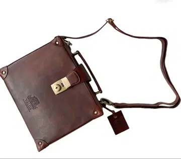 천연 가죽 미니 트렁크 타탄 체크 안감 숄더 벨트 있음