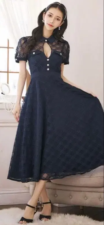 Jewels 네이비 롱 드레스