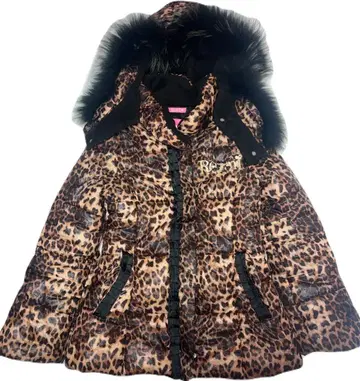 헤이세이 갸루 y2k 레오파드 무늬 퍼 다운 자켓