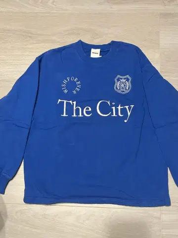 WISH FOREVER 헤비웨이트 드로코드 게임 로고 맨투맨 S 파랑