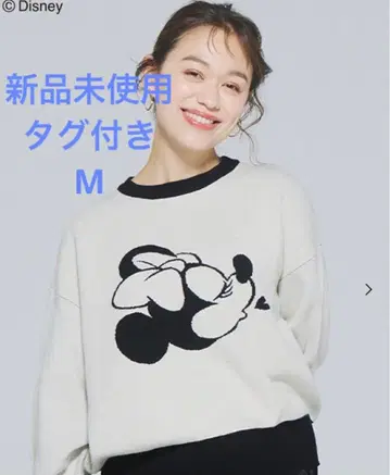 택 포함 미사용 새상품 coca 디즈니 더블 자카드 니트탑 아이보리