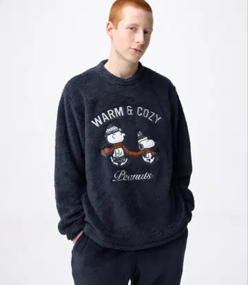 택 포함 새상품 GU 마쉬멜로우 필 라운지 세트 PEANUTS S 네이비