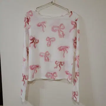 poppy 시스루 리본 핑크 상의