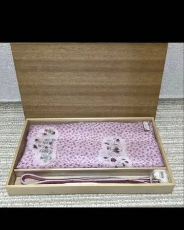 오동나무 상자형 새상품급! 고급 꽃무늬 핑크 오비 장식 천과 허리띠 세트