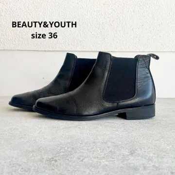 BEAUTY&YOUTH 사이드 고어 부츠 블랙 천연 가죽 36