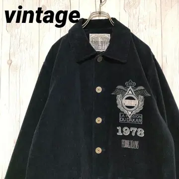 빈티지 코듀로이 자켓 커버올 자수 디자인 XL