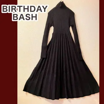 [ 새상품급 ] 벌스데이 바쉬 니트 롱 원피스 블랙 S 플리츠 블랙