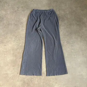 플리츠 와이드 팬츠 릴랙스 팬츠 톤 다운 블루 M 허리밴딩