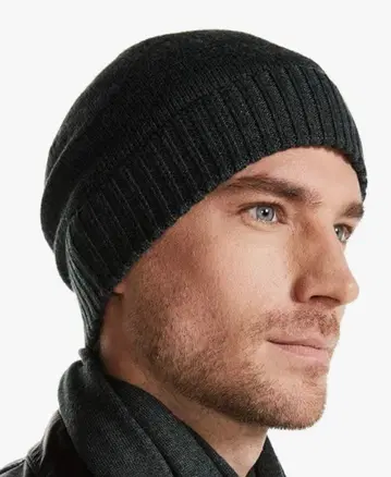 메리노울 니트 모자 다크 그레이