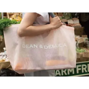 [정품] DEAN&DELUCA 스모크 핑크 메쉬 토트 빅 사이즈