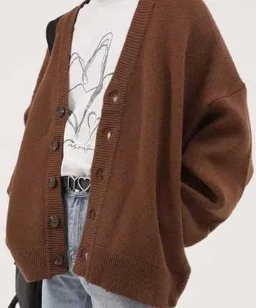 M.P Studios 니트 가디건 브라운 오버 사이즈 구제 의류