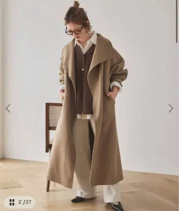 spick & span 비버 뉴앙스 컬러 오버코트 카멜 36