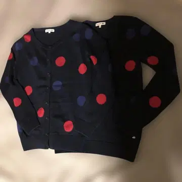 미사용 LACOSTE 도트 무늬 V넥 스웨터와 가디건 앙상블 38