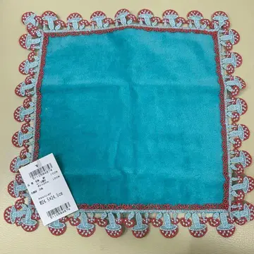 치카자와 레이스 손수건 독버섯 터콰이즈 블루