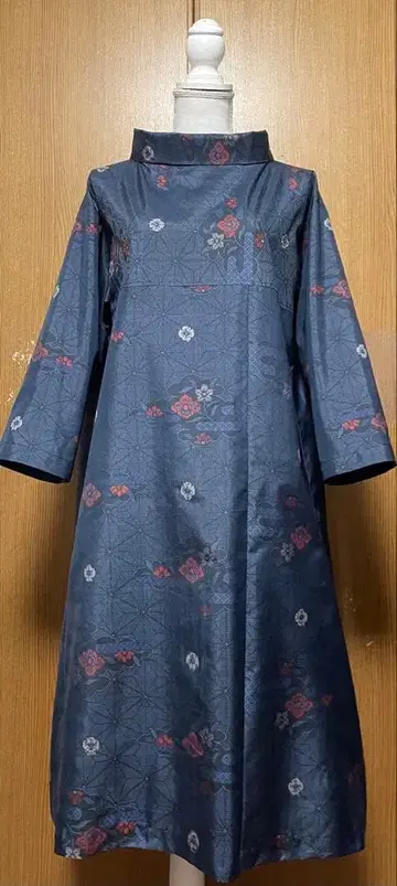 기모노 리메이크 무라야마 오오시마 A라인 원피스 롤 칼라