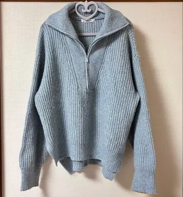 ANNA LUNA 하프 지퍼 니트 스웨터 블루 그레이 안나 루나