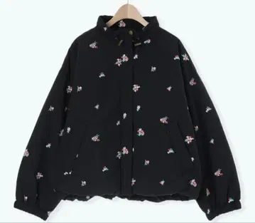 사만사 모스모스 작은 꽃 총 자수 패딩 자켓 블랙