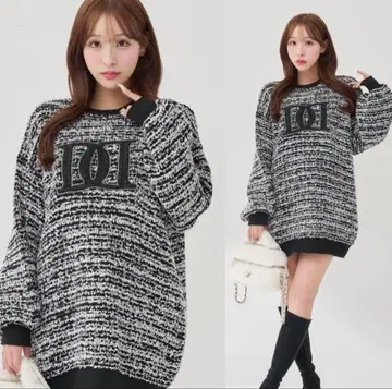 다리치 Darich DD 로고 트위드 니트 풀오버 블랙